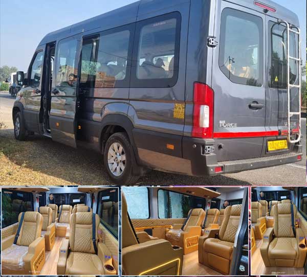 10+1 seater force urbania luxury van with 1x1 modified seats on rent in delhi