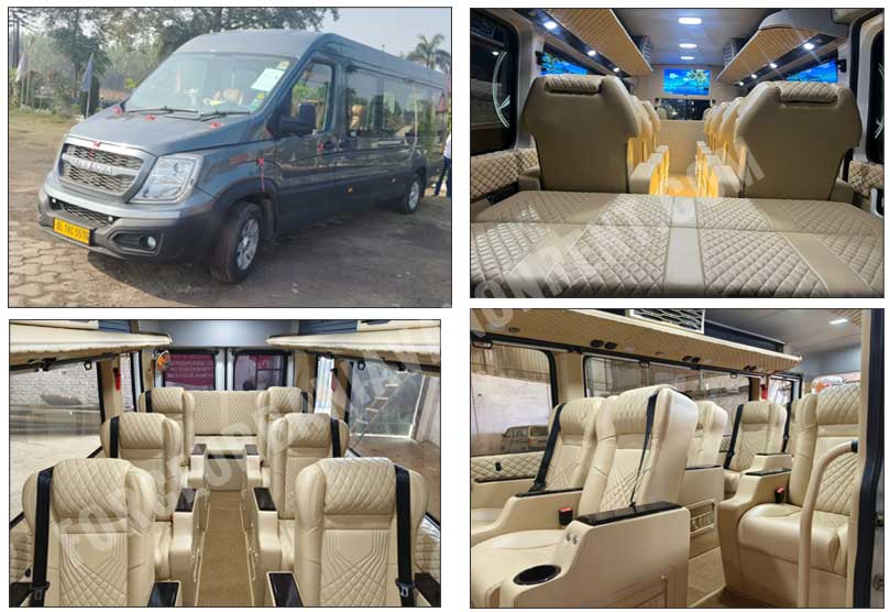 9 seater 1x1 modified seats force urbania luxury van on rent in delhi