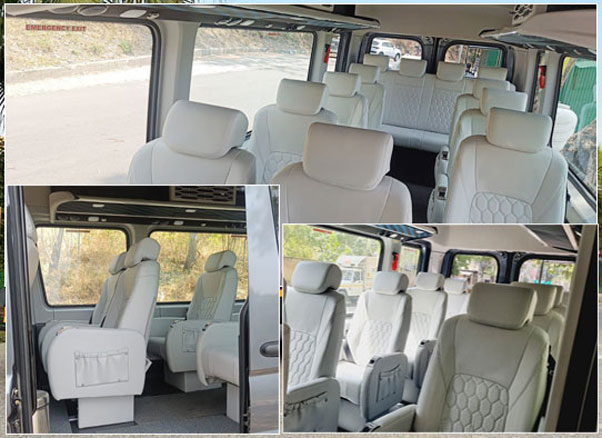 12 seater force urbania luxury van with 1x1 modified seats on rent in delhi