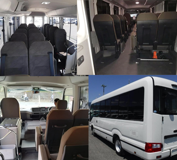 toyota coaster imported coach hire in delhi