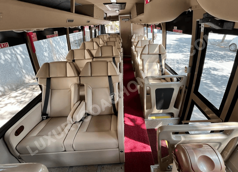 16 seater sml isuzu luxury coach with washroom hire in delhi