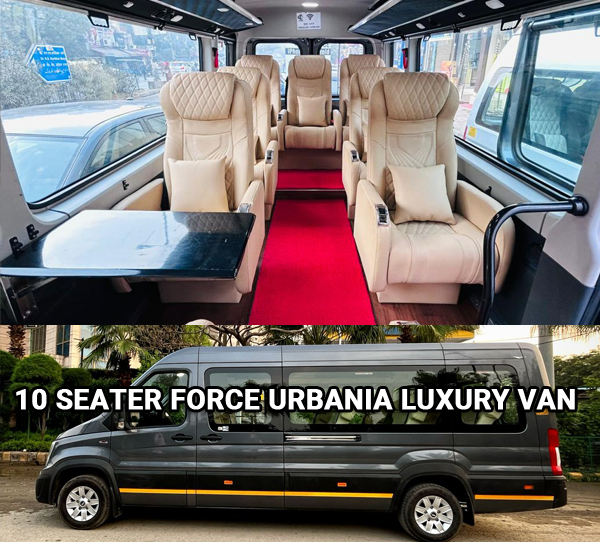 10 seater force urbania luxury van with 1x1 modified seats on rent in delhi